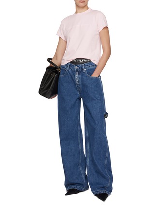 Figure View - Click To Enlarge - ALEXANDERWANG - Logo Print Cotton Shrunken T-Shirt