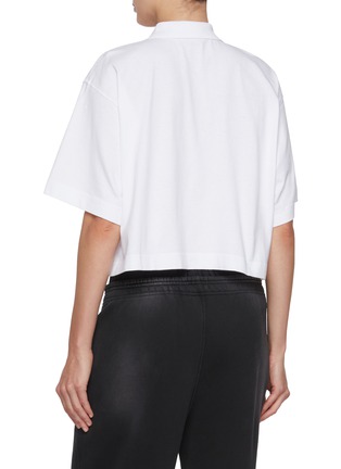 Back View - Click To Enlarge - ALEXANDERWANG - Logo Embroidery Cropped Cotton Polo Shirt