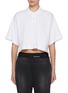 Main View - Click To Enlarge - ALEXANDERWANG - Logo Embroidery Cropped Cotton Polo Shirt