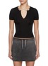 Main View - Click To Enlarge - ALEXANDERWANG - Nameplate Chain Detail Ribbed V-Neck Top