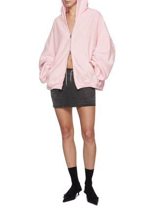 Figure View - Click To Enlarge - ALEXANDERWANG - Oversized Cotton Zip-Up Hoodie