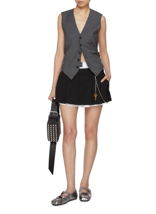 Figure View - Click To Enlarge - ALEXANDERWANG - Prestyle Chain Detail Layered Pleated Skort