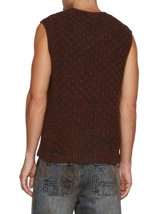 Back View - Click To Enlarge - MM6 MAISON MARGIELA - Distressed Square Knit Vest