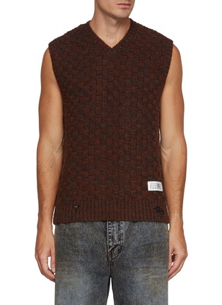 Main View - Click To Enlarge - MM6 MAISON MARGIELA - Distressed Square Knit Vest