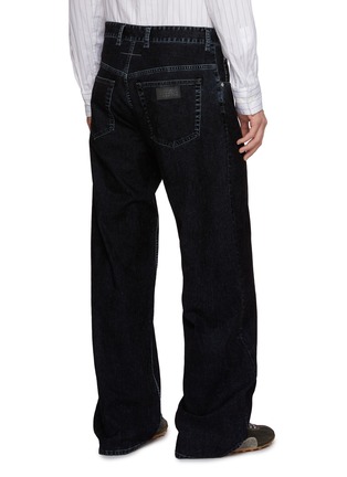 Back View - Click To Enlarge - MM6 MAISON MARGIELA - Dark Gradient Washed Straight Leg Cotton Denim Jeans