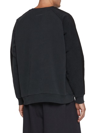 Back View - Click To Enlarge - MM6 MAISON MARGIELA - Panelled Logo Embroidered Cotton Sweatshirt