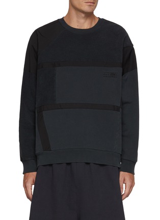 Main View - Click To Enlarge - MM6 MAISON MARGIELA - Panelled Logo Embroidered Cotton Sweatshirt
