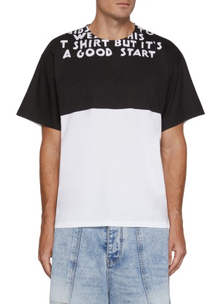 Main View - Click To Enlarge - MM6 MAISON MARGIELA - Colour Block Printed Cotton T-Shirt