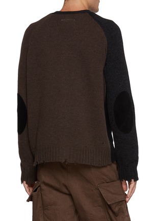 Back View - Click To Enlarge - MM6 MAISON MARGIELA - Distressed Raglan Sleeve Cardigan