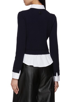 Back View - Click To Enlarge - JUUN.J - Layered Shirt Knit Cardigan Sweater