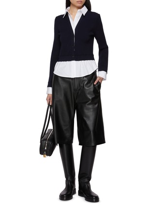 Figure View - Click To Enlarge - JUUN.J - Layered Shirt Knit Cardigan Sweater