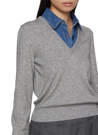  - JUUN.J - Denim Shirt Collar Knit Sweater