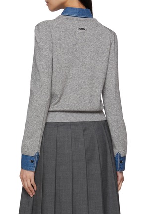 Back View - Click To Enlarge - JUUN.J - Denim Shirt Collar Knit Sweater