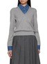 Main View - Click To Enlarge - JUUN.J - Denim Shirt Collar Knit Sweater