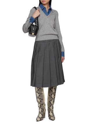 Figure View - Click To Enlarge - JUUN.J - Denim Shirt Collar Knit Sweater