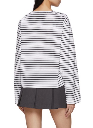 Back View - Click To Enlarge - JUUN.J - Long Sleeve Striped Cotton Top