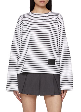 Main View - Click To Enlarge - JUUN.J - Long Sleeve Striped Cotton Top