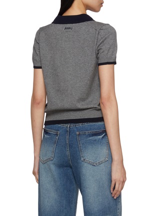 Back View - Click To Enlarge - JUUN.J - Layered Shirt Collar V-Neck Knit Sweater