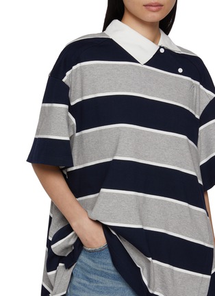  - JUUN.J - Big Striped Peplum Polo Shirt