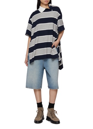 Figure View - Click To Enlarge - JUUN.J - Big Striped Peplum Polo Shirt