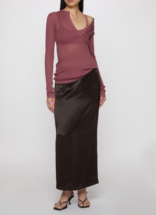 Back View - Click To Enlarge - SKIMS - Sheer Knit Long Sleeve Henley