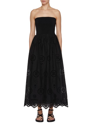 Main View - Click To Enlarge - MATTEAU - Strapless Broderie Anglaise Midi Dress