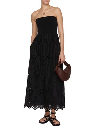 Figure View - Click To Enlarge - MATTEAU - Strapless Broderie Anglaise Midi Dress