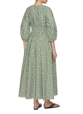 Back View - Click To Enlarge - MATTEAU - Shirred Plunge Button Cotton Dress