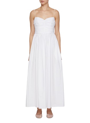Main View - Click To Enlarge - MATTEAU - Gathered Bodice Cotton Midi Dress