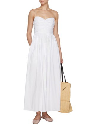 Figure View - Click To Enlarge - MATTEAU - Gathered Bodice Cotton Midi Dress
