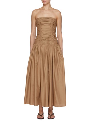 Main View - Click To Enlarge - MATTEAU - Strapless Drop Waist Cotton Dress