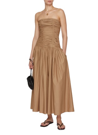 Figure View - Click To Enlarge - MATTEAU - Strapless Drop Waist Cotton Dress