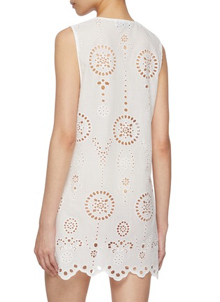 Back View - Click To Enlarge - MATTEAU - Broderie Anglaise V-Neck Cotton Mini Dress