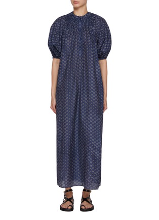 Main View - Click To Enlarge - MATTEAU - Gathered Yoke Cotton Silk Popover Dress