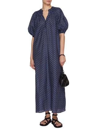 Figure View - Click To Enlarge - MATTEAU - Gathered Yoke Cotton Silk Popover Dress