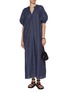 Figure View - Click To Enlarge - MATTEAU - Gathered Yoke Cotton Silk Popover Dress