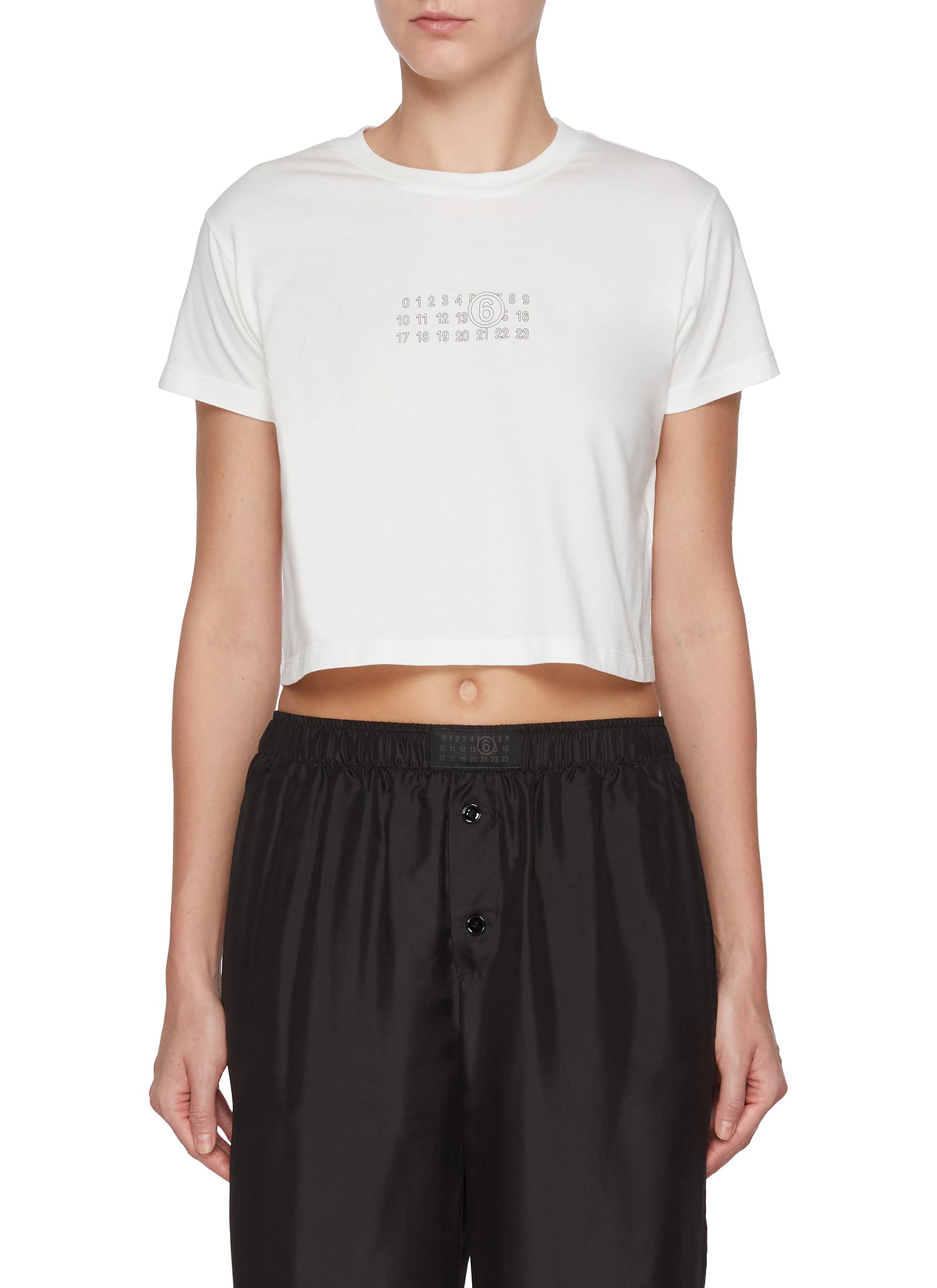 MM6 MAISON MARGIELA | Logo Tab Cropped Cotton T-Shirt