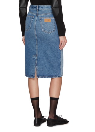 Back View - Click To Enlarge - MM6 MAISON MARGIELA - Contrast Pocket Panelled Denim Midi Skirt