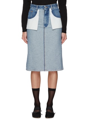 Main View - Click To Enlarge - MM6 MAISON MARGIELA - Contrast Pocket Panelled Denim Midi Skirt