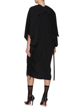 Back View - Click To Enlarge - MM6 MAISON MARGIELA - V-Neck Fluid Drape Tie Back Midi Dress