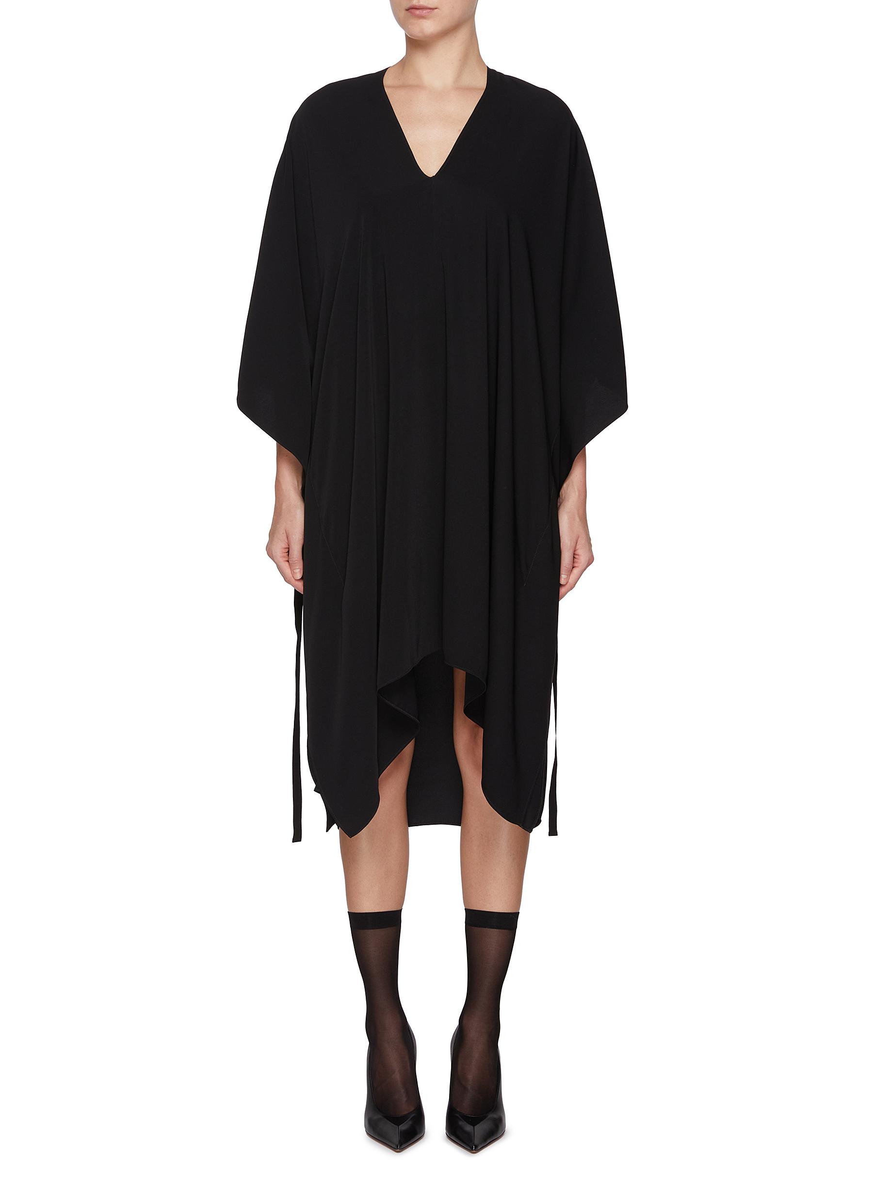 MM6 MAISON MARGIELA | V-Neck Fluid Drape Tie Back Midi Dress