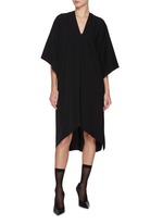 MM6 MAISON MARGIELA | V-Neck Fluid Drape Tie Back Midi Dress