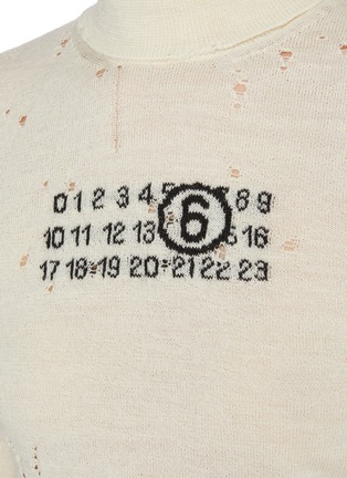  - MM6 MAISON MARGIELA - Logo Embroidered Distressed Wool Turtleneck Sweater