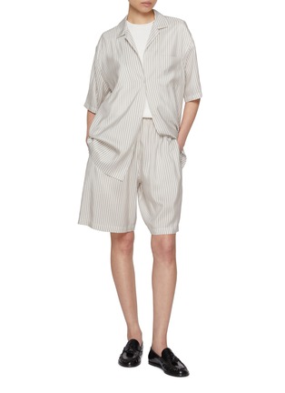 Figure View - Click To Enlarge - THE ROW - Zinnia Striped Silk Pyjama Shorts