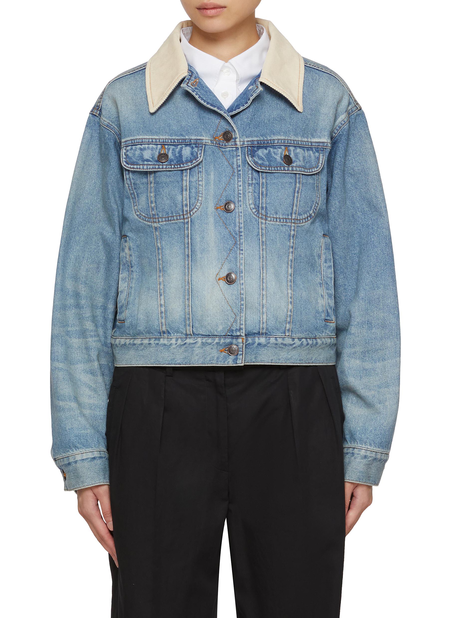 [ JEANS] Round Collar Cotton Jacket ★大人気★ Agnes Orinda Denim Jacket for Women Plus Size Collarless