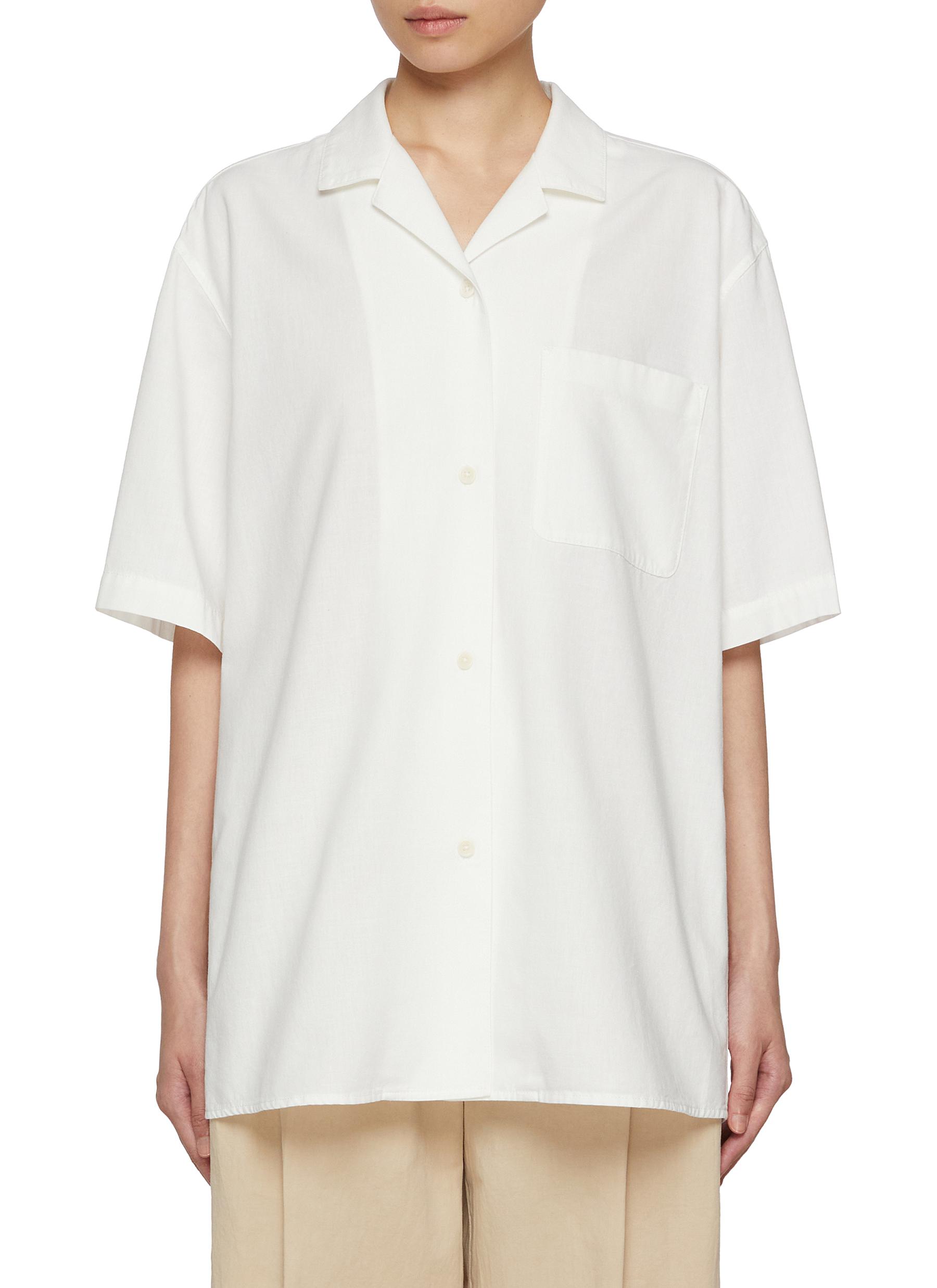 Tシャツ・カットソー [The Row] Reggie Top in Cotton and Linen Reggie Top Beige in Cotton and Linen – The Row