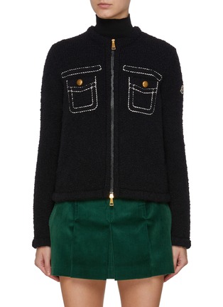 Main View - Click To Enlarge - MONCLER - Panelled Quilted Wool Blend Cardigan