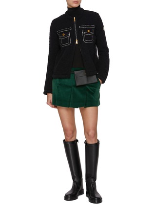 Figure View - Click To Enlarge - MONCLER - Panelled Quilted Wool Blend Cardigan