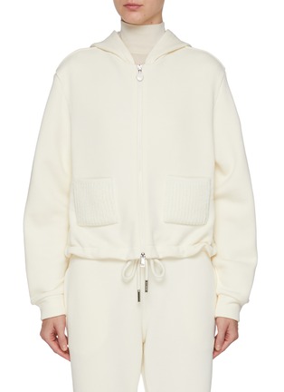 Main View - Click To Enlarge - MONCLER - Hooded Knit Pocket Zip Up Jacket
