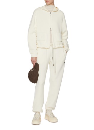 Figure View - Click To Enlarge - MONCLER - Hooded Knit Pocket Zip Up Jacket